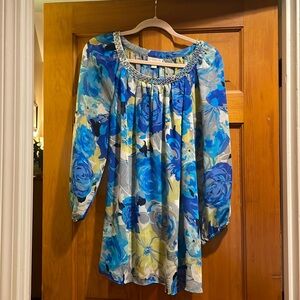 Beaded neck floral top